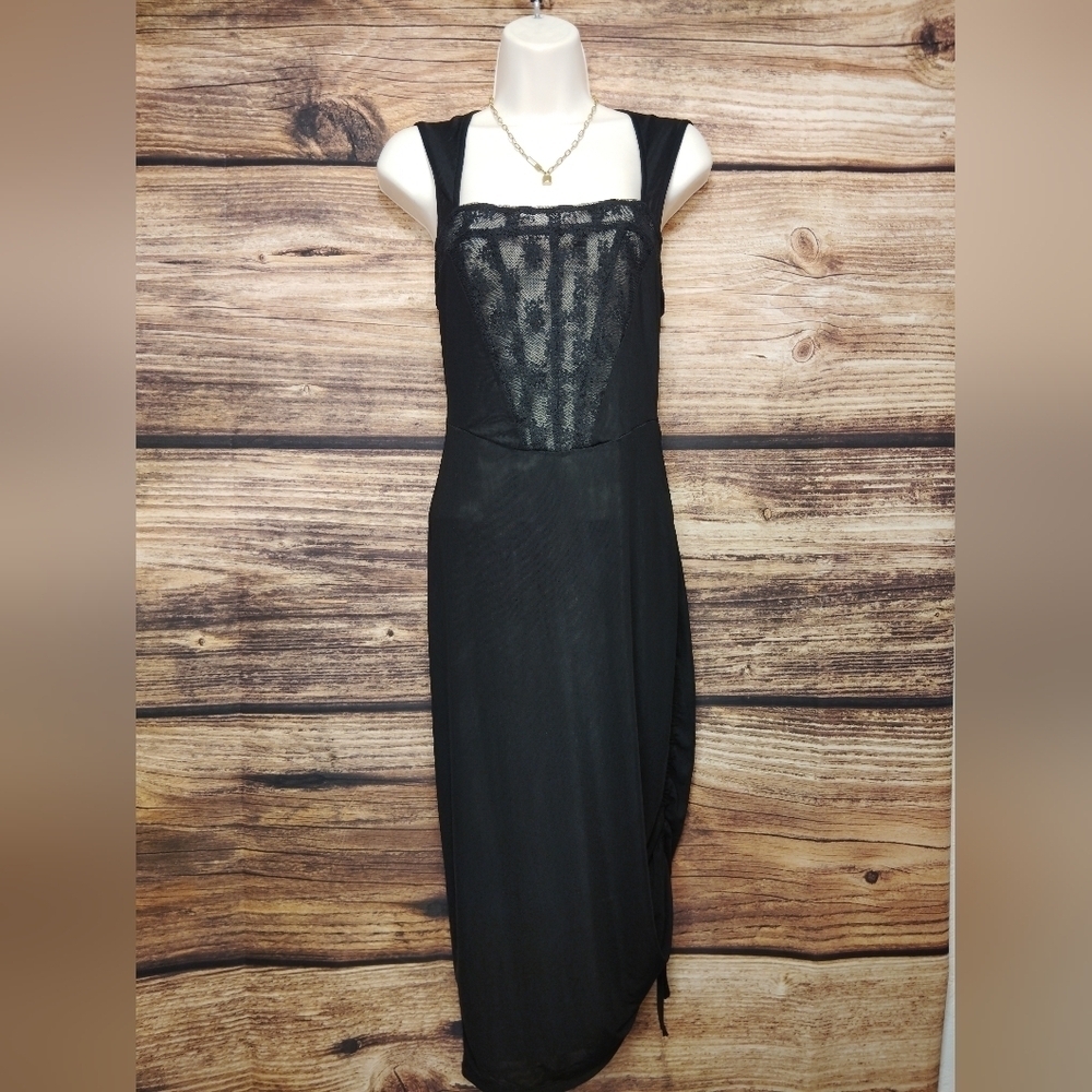 Intimately By Free People Black Asymmetrical Slip Dress Size M NWOT